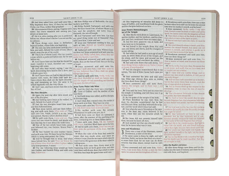KJV Large Print Thinline Bible Pink Floral Faux Leather Indexed