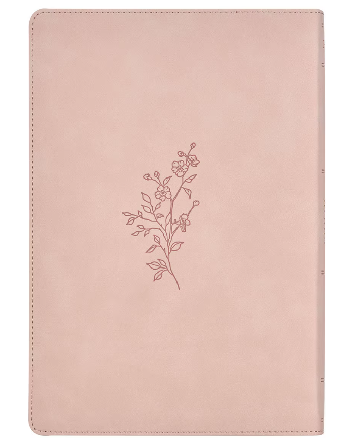 KJV Large Print Thinline Bible Pink Floral Faux Leather Indexed