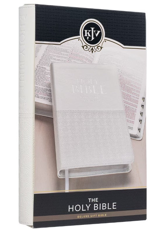 KJV Deluxe Gift Bible White Faux Leather Indexed