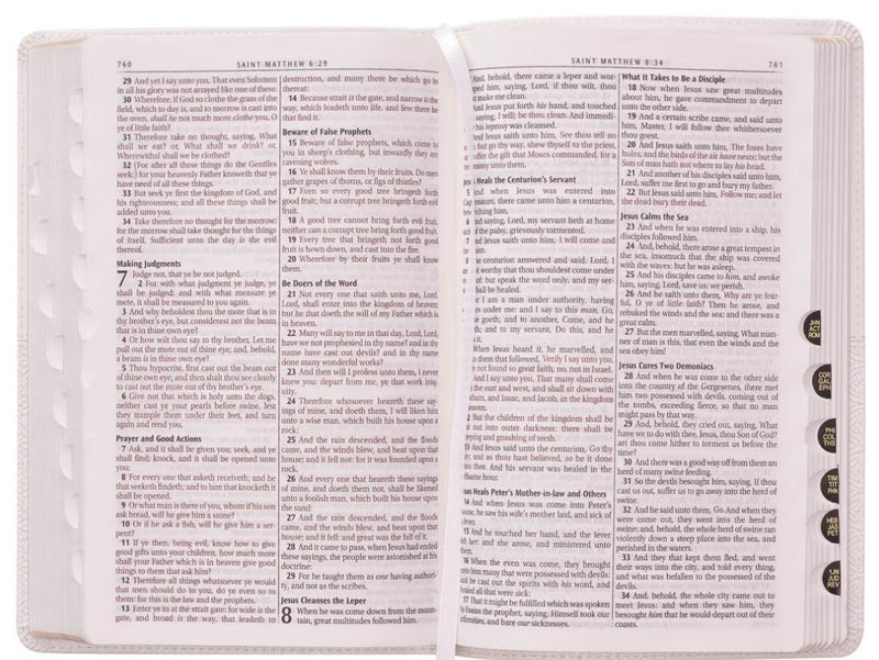 KJV Deluxe Gift Bible White Faux Leather Indexed