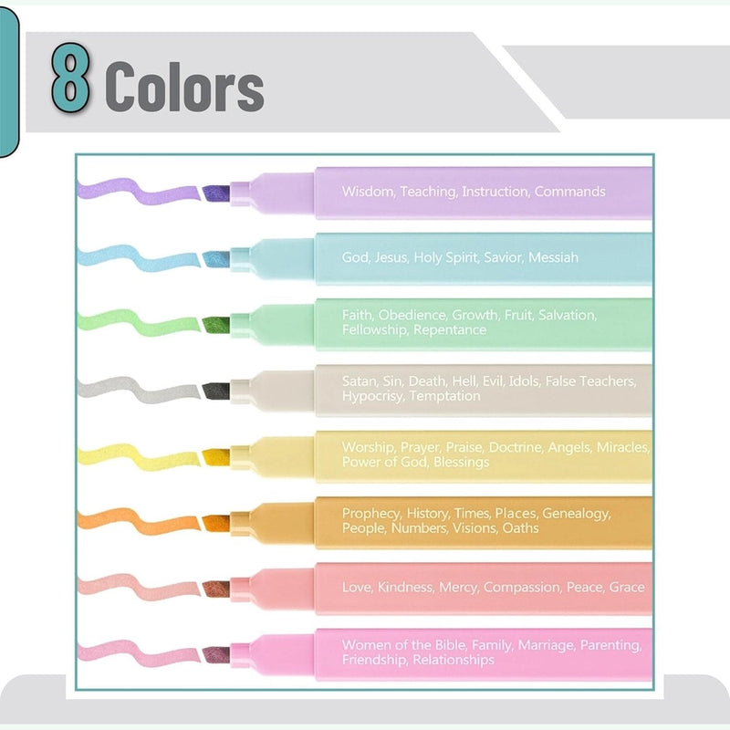 Mr. Pen Aesthetic Highlighters with Color-Coding System, 8 piece