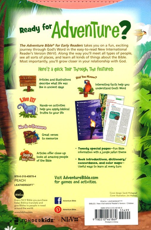 NIrV Adventure Bible for Early Readers,  Coral Leathersoft, Indexed