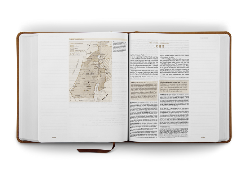 ESV Journaling Study Bible Caramel Trutone over Board