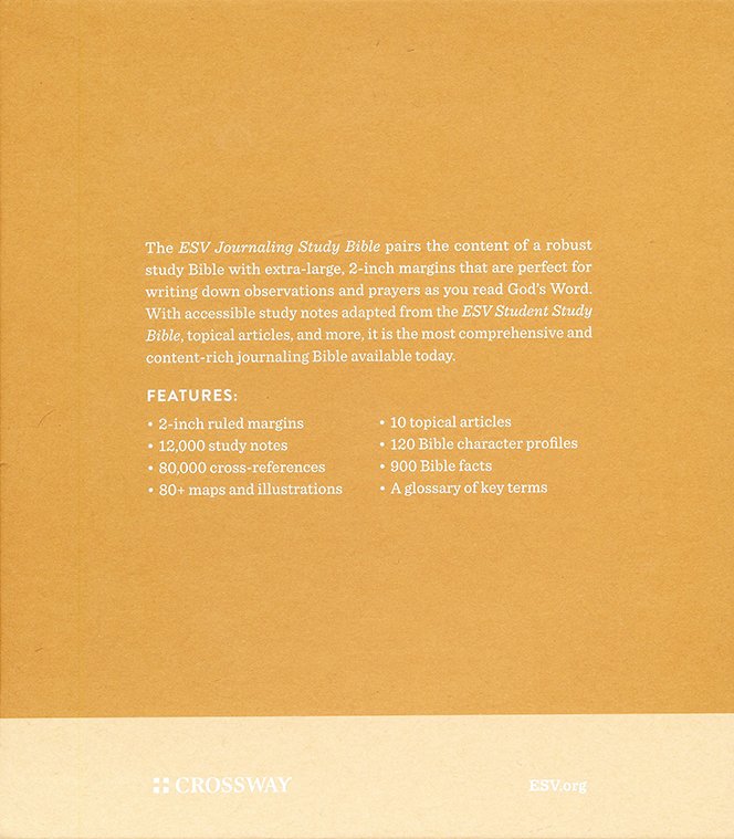 ESV Journaling Study Bible Caramel Trutone over Board