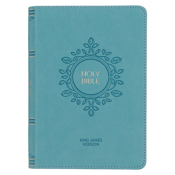 KJV Compact Large Print Bible Aqua Blue Faux Leather *