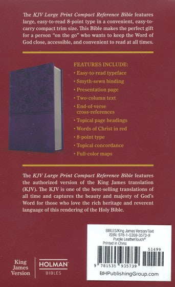 KJV Large Print Compact Bible Purple LeatherTouch