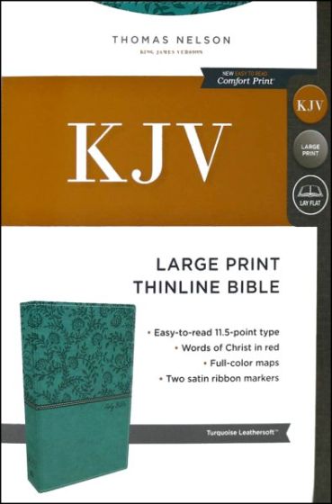 KJV Thinline Large Print Bible Turquoise Leathersoft
