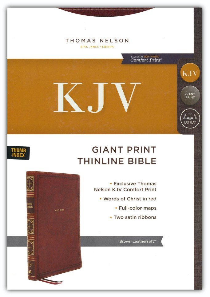 KJV Giant Print Thinline Bible Brown Leathersoft Indexed (op)