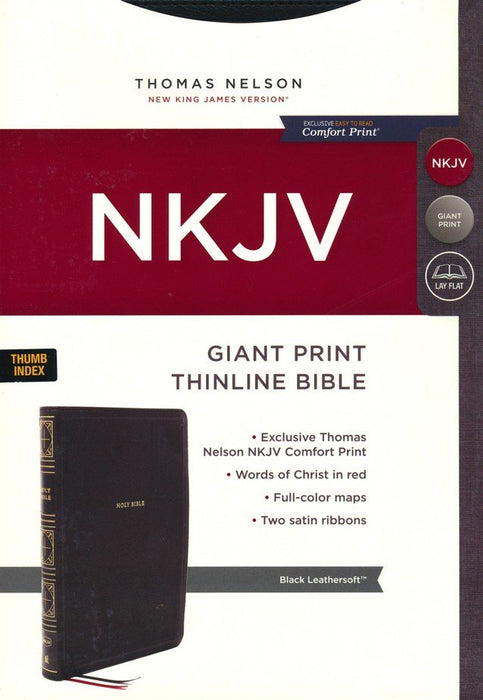 NKJV Giant Print Thinline Bible Black Leathersoft Indexed