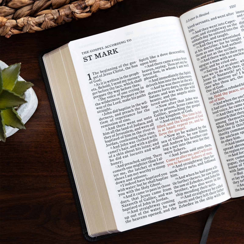 KJV Personal Size Giant Print Bible, Black/Brown Leathertouch