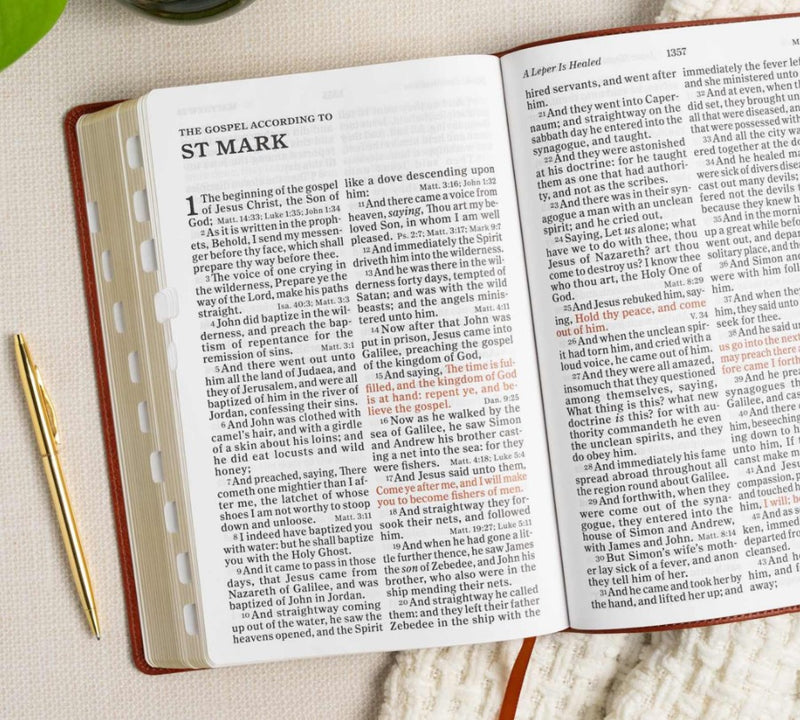 KJV Giant Print Reference Bible, Burnt Sienna LeatherTouch, Indexed