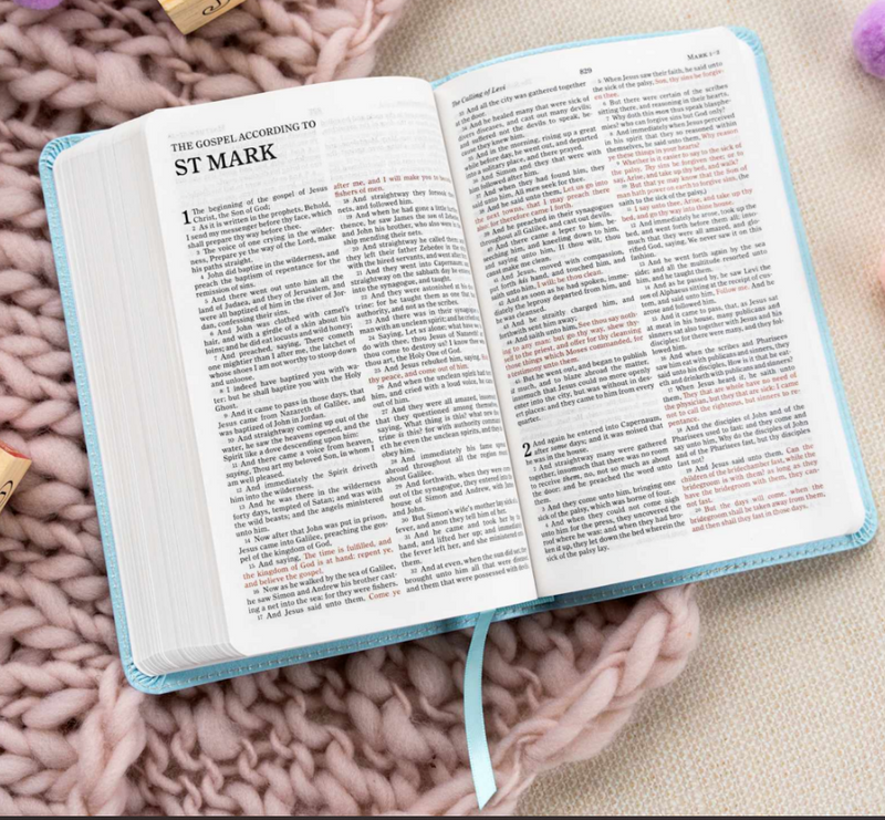 KJV Great and Small Baby Bible Baby Blue Leathertouch