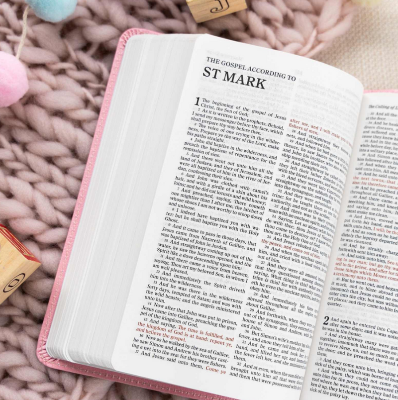 KJV Great and Small Baby Bible Pink Leathertouch