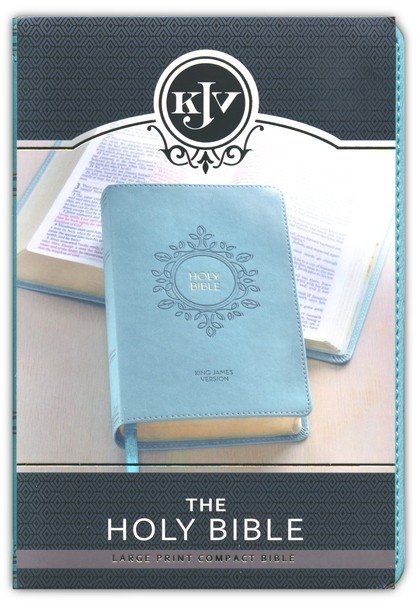 KJV Compact Large Print Bible Aqua Blue Faux Leather *