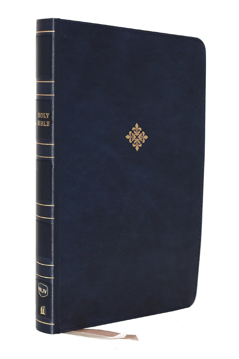 NKJV Large Print Thinline Reference Bible Blue LeatherSoft
