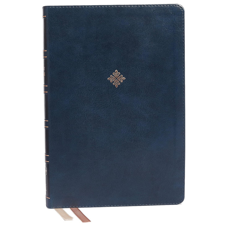 NKJV Large Print Thinline Reference Bible Blue LeatherSoft