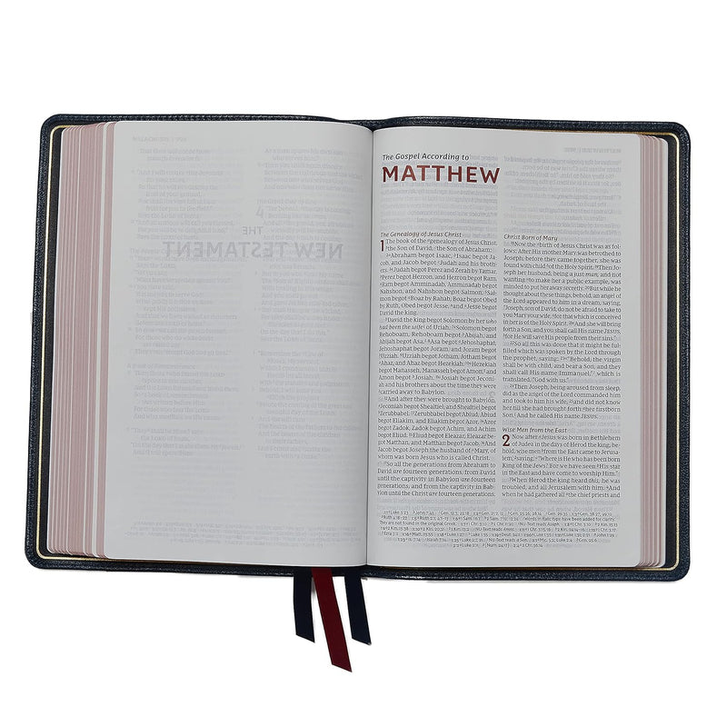 NKJV Large Print Thinline Reference Bible Blue LeatherSoft