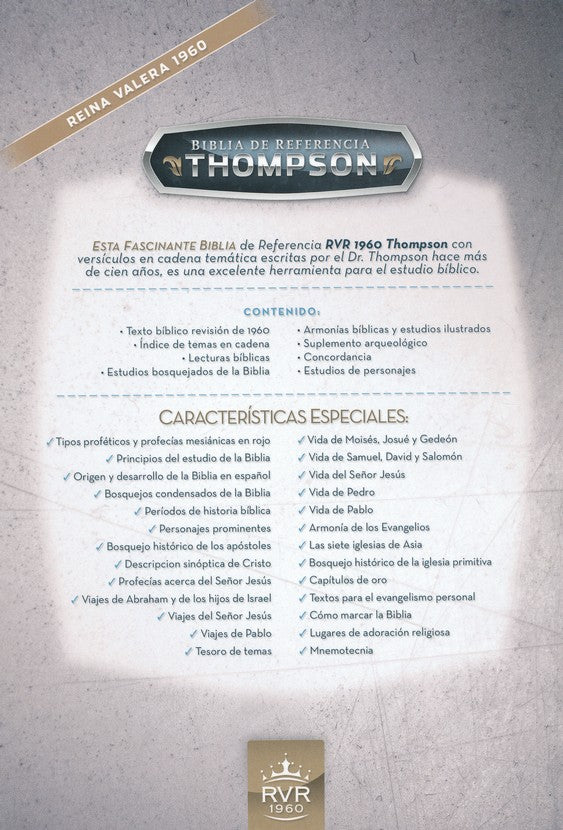 RVR 1960 Biblia de Referencia Thompson Gris Duotono con Indice (Thompson Chain Reference Bible  Gray Duo-Tone)