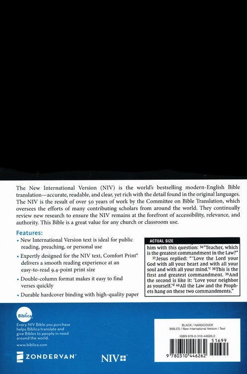 NIV Church Bible Black (Pew)