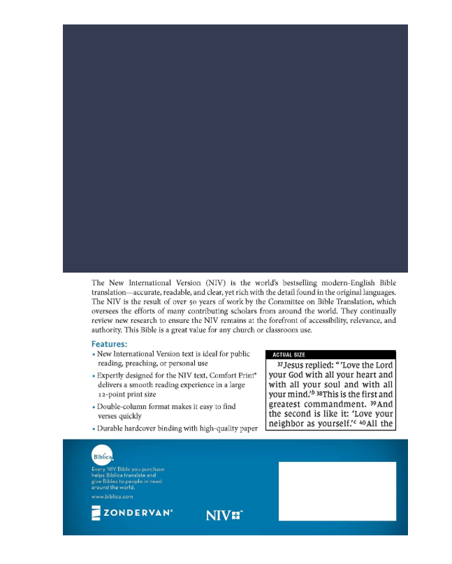 NIV Pew & Worship Bible Large Print Navy