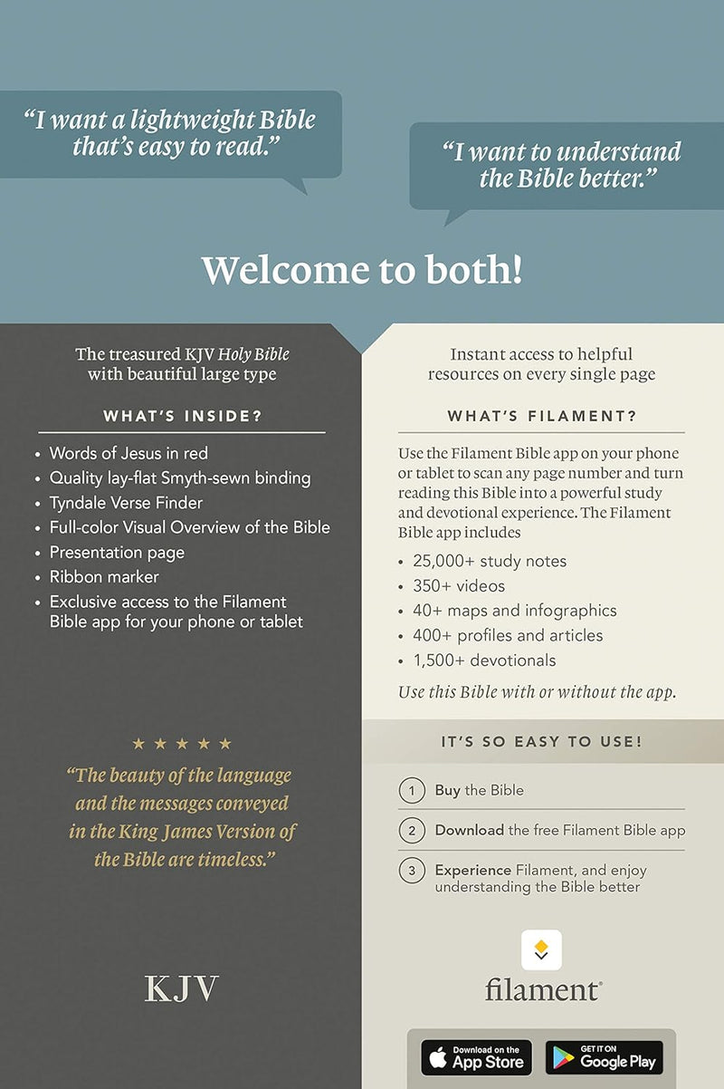 KJV Personal Size Giant Print Bible Filament Enable Black Genuine Leather