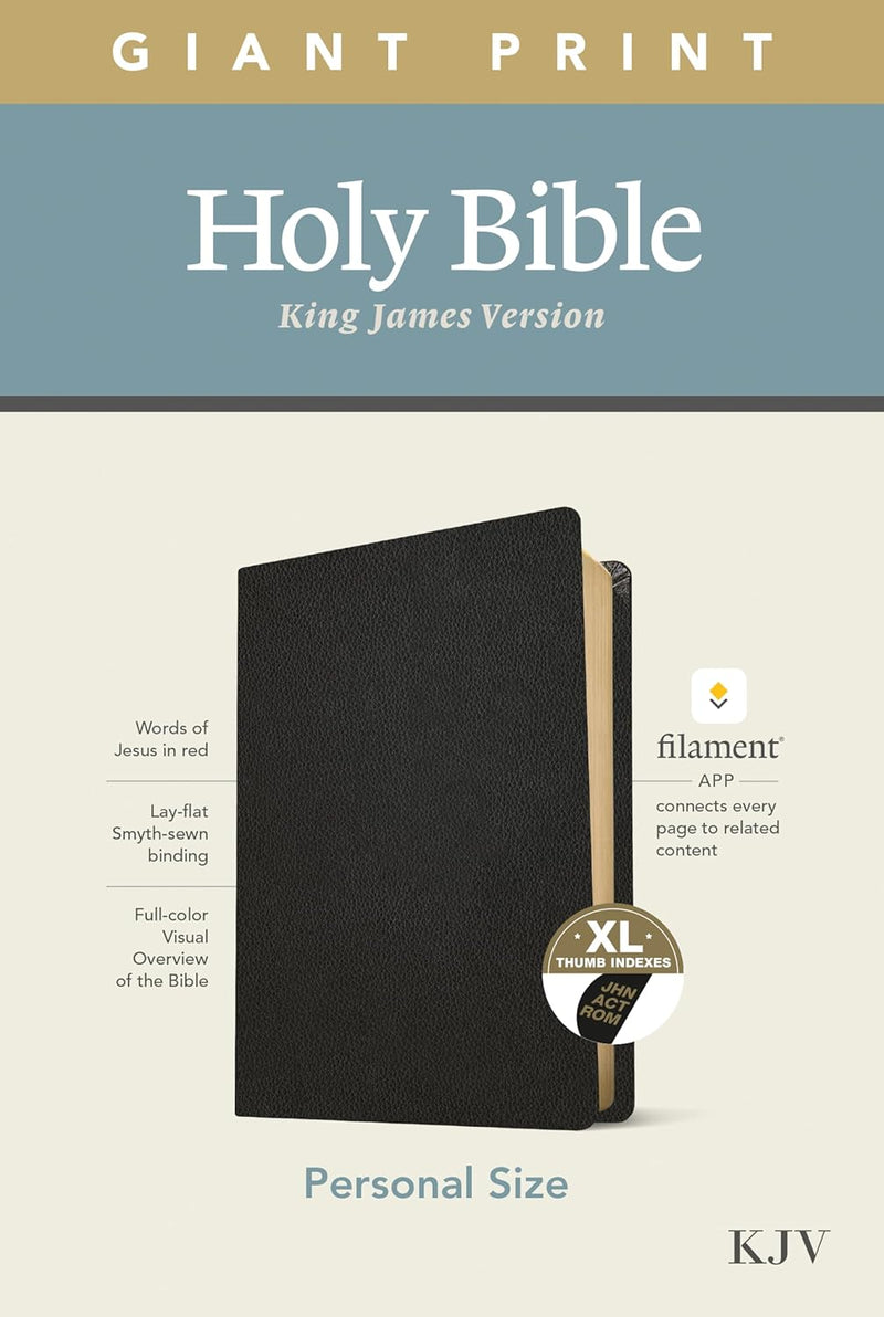 KJV Personal Size Giant Print Bible, Filament Enabled, Black Genuine Leather, Indexed