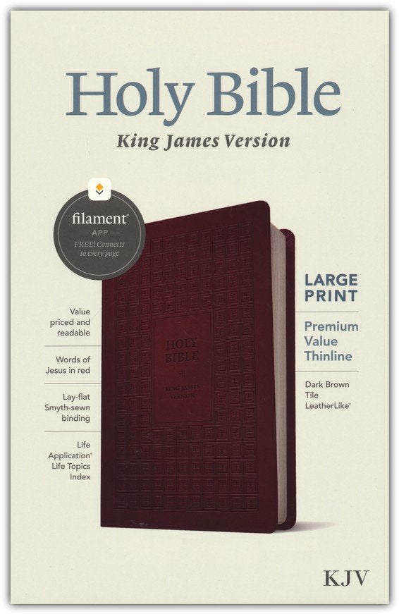KJV Premium Value Thinline Large Print Bible, Brown Tile Leatherlike