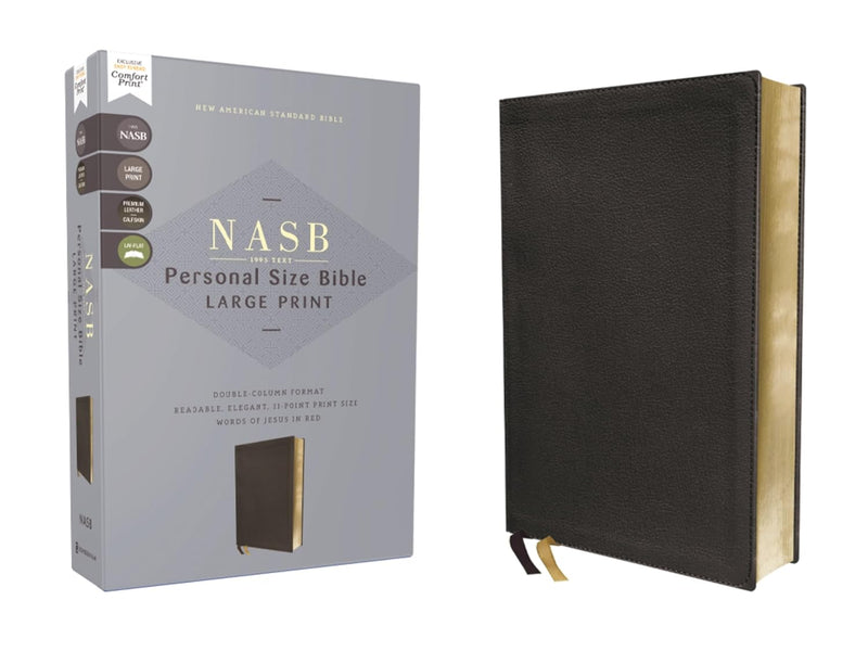NASB Personal Size Large Print Bible Black Genuine Calfskin Leather (top)