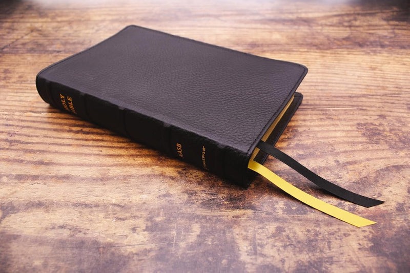 NASB Personal Size Large Print Bible Black Genuine Calfskin Leather (top)