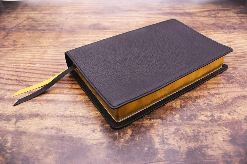 NASB Personal Size Large Print Bible Black Genuine Calfskin Leather (top)