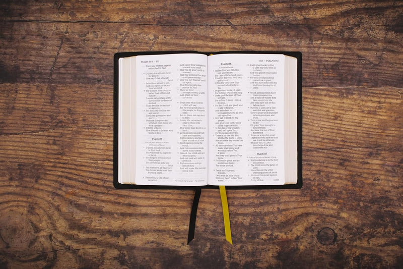 NASB Personal Size Large Print Bible Black Genuine Calfskin Leather (top)