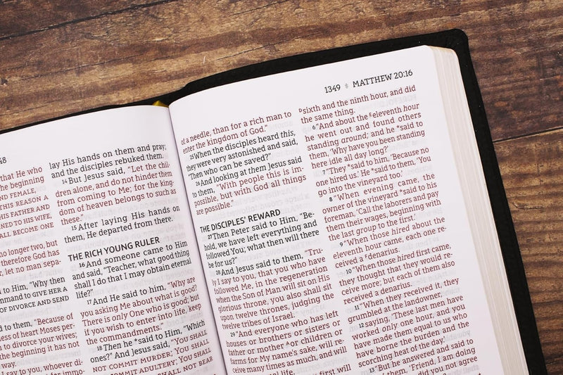 NASB Personal Size Large Print Bible Black Genuine Calfskin Leather (top)