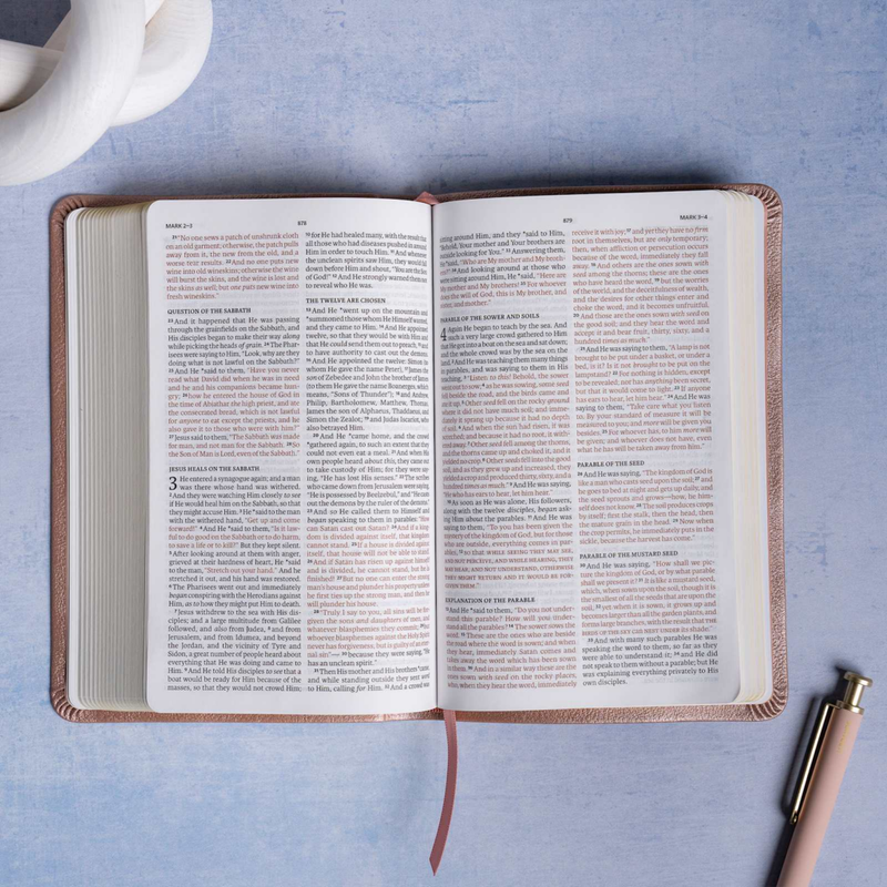 NASB Personal Size Bible 2020 Rose Gold Leathertouch