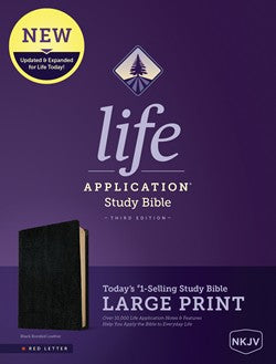 NKJV Large Print Life Application Study Bible Black Bonded