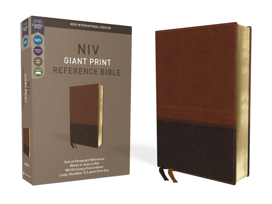 NIV Comfort Print Giant Print Reference Bible Brown Leathersoft