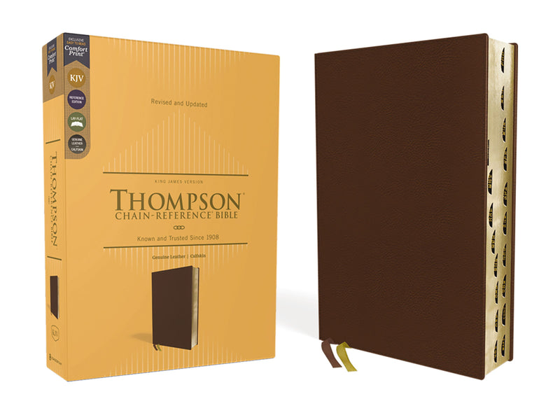KJV Thompson Chain Reference Bible Brown Genuine Leather Indexed