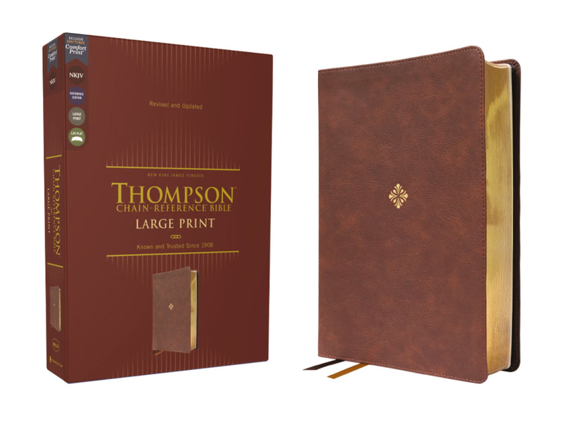 NKJV Thompson Chain Large Print Ref Bible, Brown Leathersoft