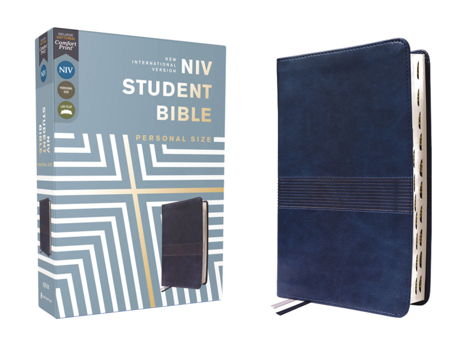 NIV Student Bible Personal Size Navy Leathersoft Indexed (top)