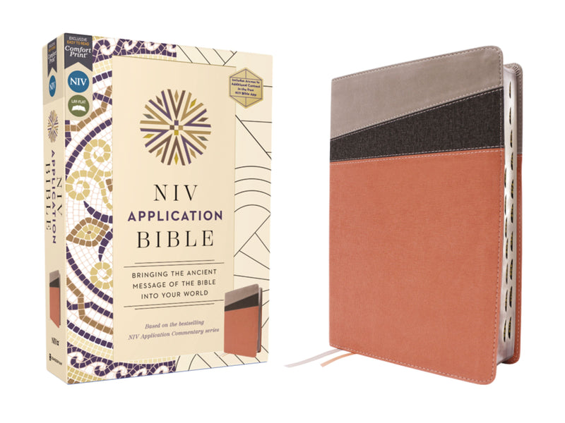 NIV Application Study Bible Coral/Gray Leathersoft Indexed