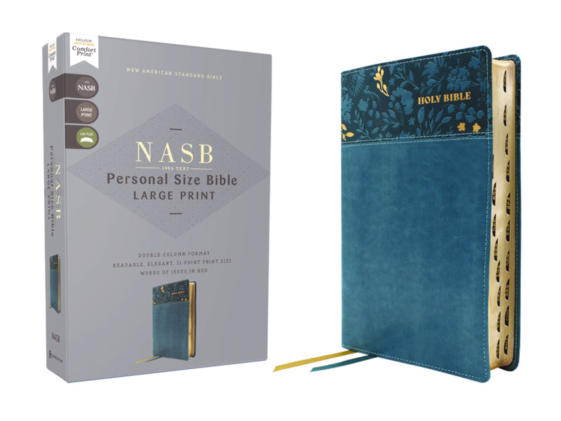 NASB Personal Size Large Print Bible Teal Leathersoft Indexed