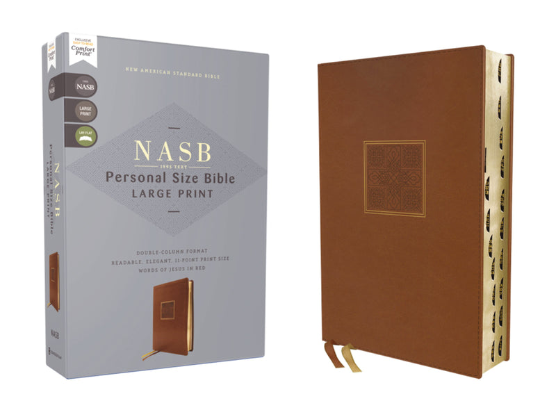 NASB Personal Size Large Print Bible Brown Leathersoft Indexed
