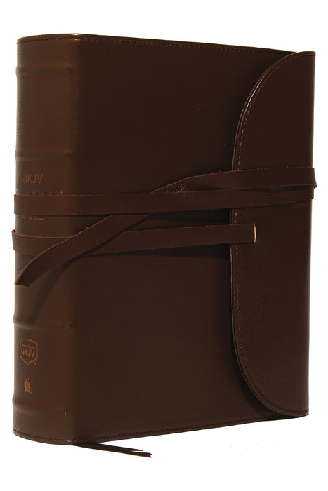 NKJV Journal the Word Bible Large Print,  Brown Genuine Leather