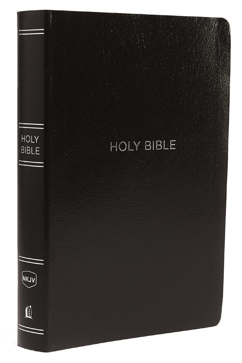 NKJV Giant Print Center-Column Ref Bible-Black Leather-Look