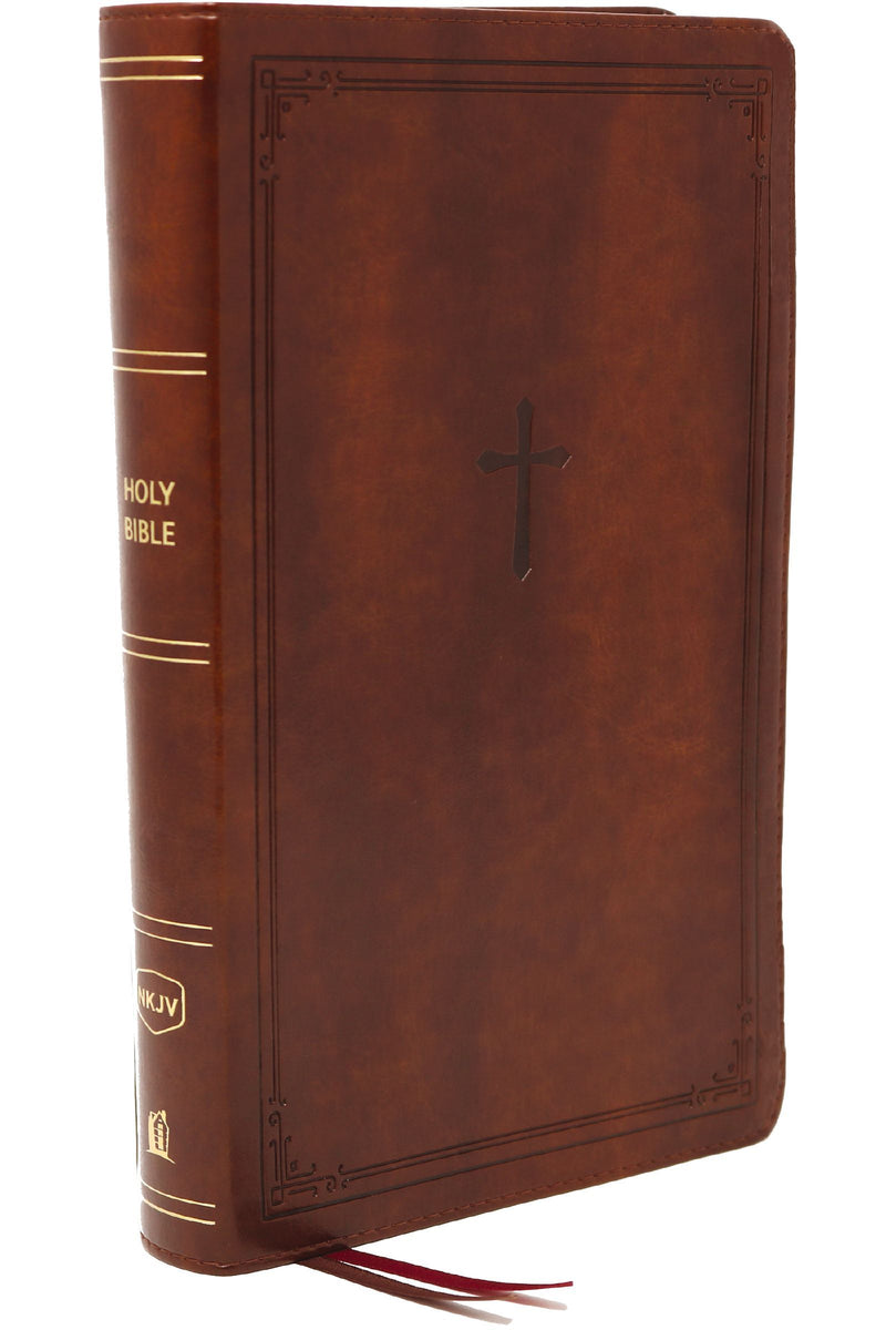 NKJV Personal Size Large Print End-of-Verse Reference Bible Brown Leathersoft