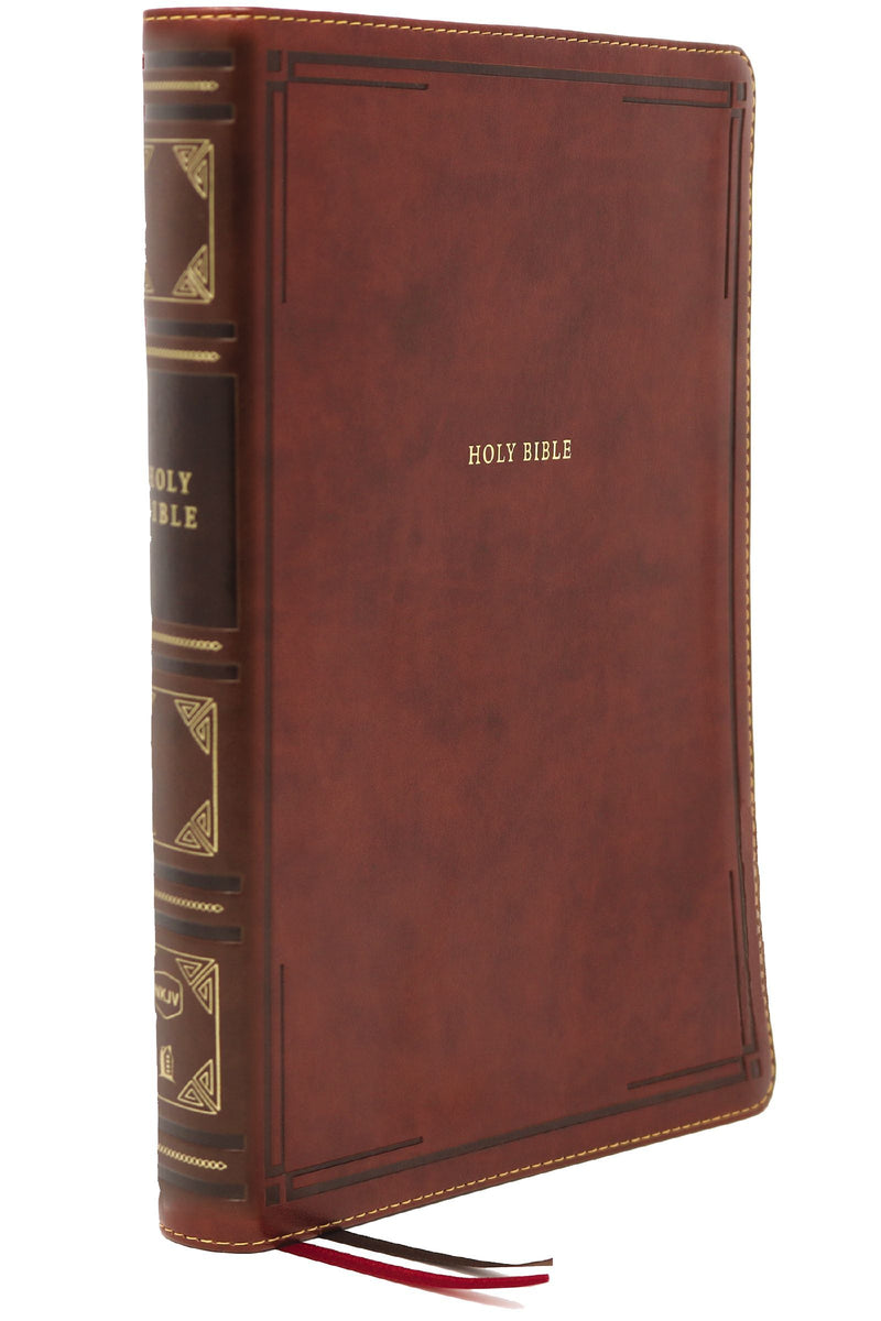 NKJV Large Print Thinline Bible Brown LeatherSoft