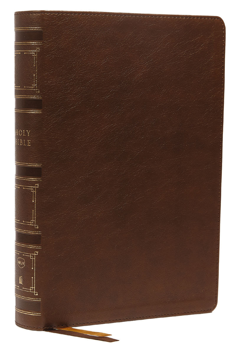 NKJV Single Column Wide Magin Ref Bible Brown Leathersoft