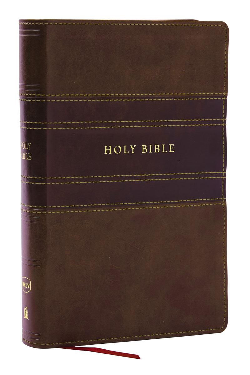 NKJV Personal Size Large Print Ref Bible Brown Leathersoft