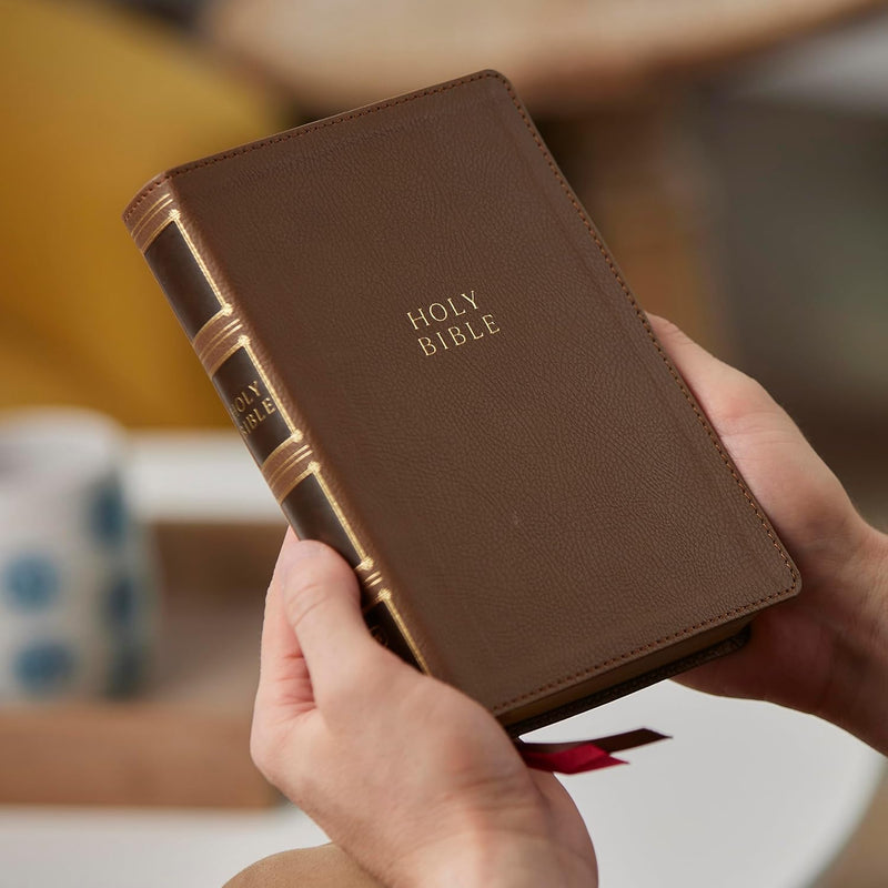 KJV Compact Center-Column Reference Bible Brown Leathersoft