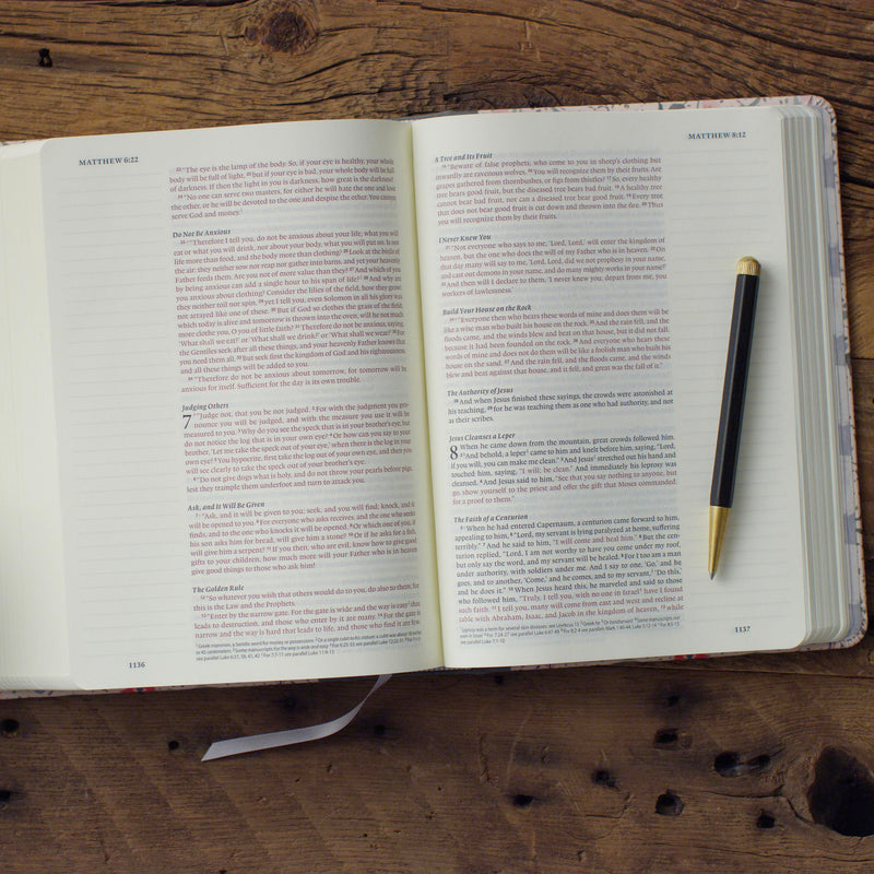 ESV Red Letter Edition Single Column Journaling Bible Red Letter In Bloom Artist Series