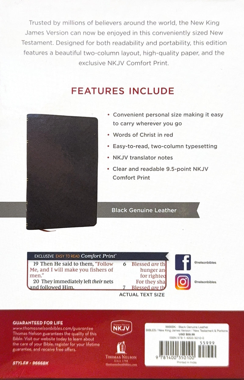 NKJV Personal Size New Testament Black Genuine Leather